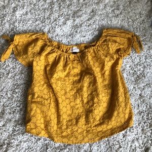 Mustard Eyelet Off Shoulder Top